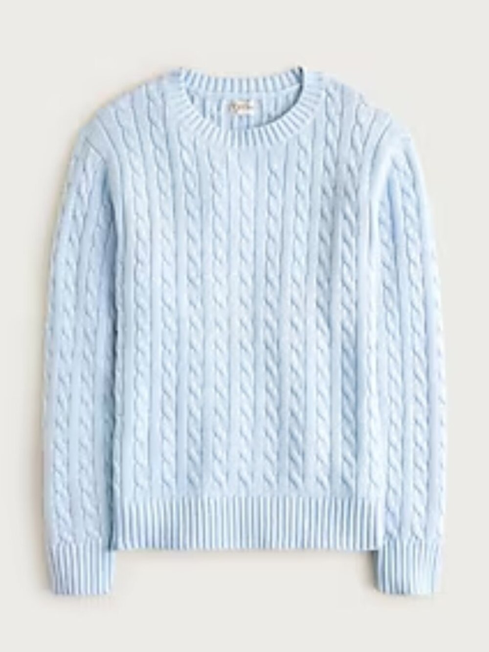 J. Crew Heritage Cotton Cable Knit Sweater in Light Blue Sz. Large NWT